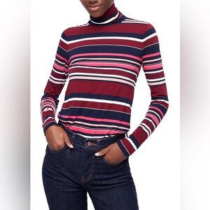 J.CREW STRIPED LONG SLEEVE TURTLENECK  TOP